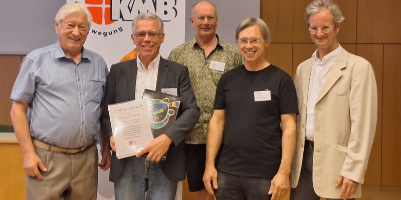 © Diözese Eisenstadt/Jurenich (v.l.n.r.) Vinzenz Jobst (stv. Vorsitzender & Diözesanobmann), Josef Pumberger (scheidender Generalsekretär), Pfr. Mag. Andreas Jakober (geistlicher Assistent), Bernhard Steiner (stv. Vorsitzender), Michael Juppe (neuer Generalsekretär)