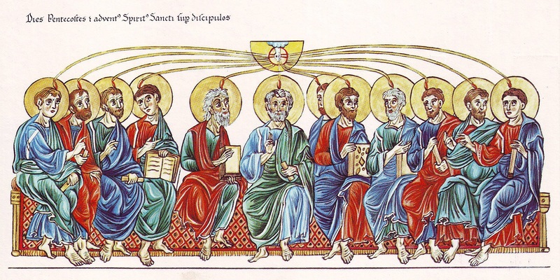 Die Aussendung des Heiligen Geistes auf die Apostel / @ Herrad von Landsberg_cc0 – gemeinfrei_Quelle commons.wikimedia.org_pfarrbriefservice.de